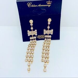 Earrings Rhinestone Bows in golden tone. Pierced